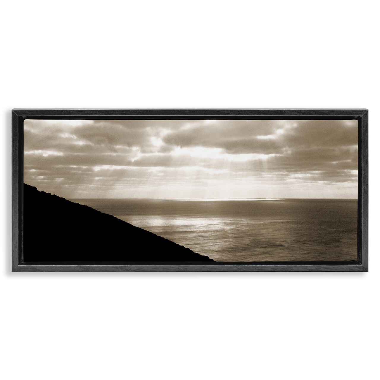 Stupell Industries Sepia Rays on Beach Framed Floater Canvas Wall Art Design by Noah Bay